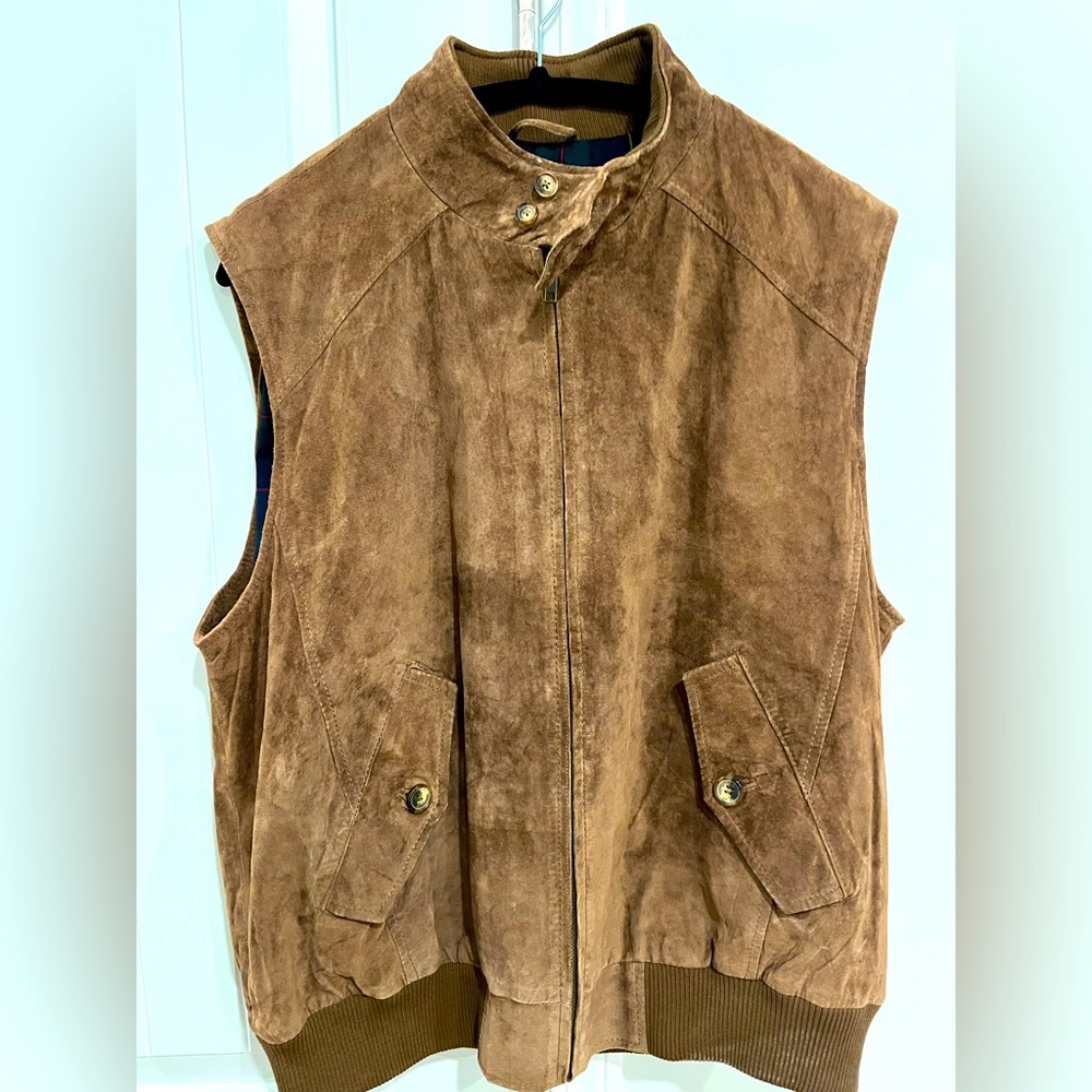 Men’s Orvis Brown Leather Vest in Large